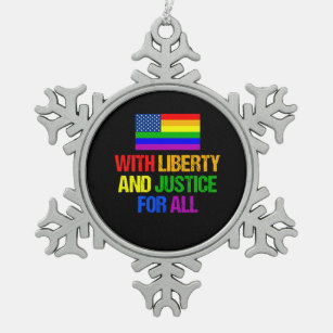 LGBT gleiche Recht-Regenbogen-amerikanische Flagge Schneeflocken Zinn-Ornament