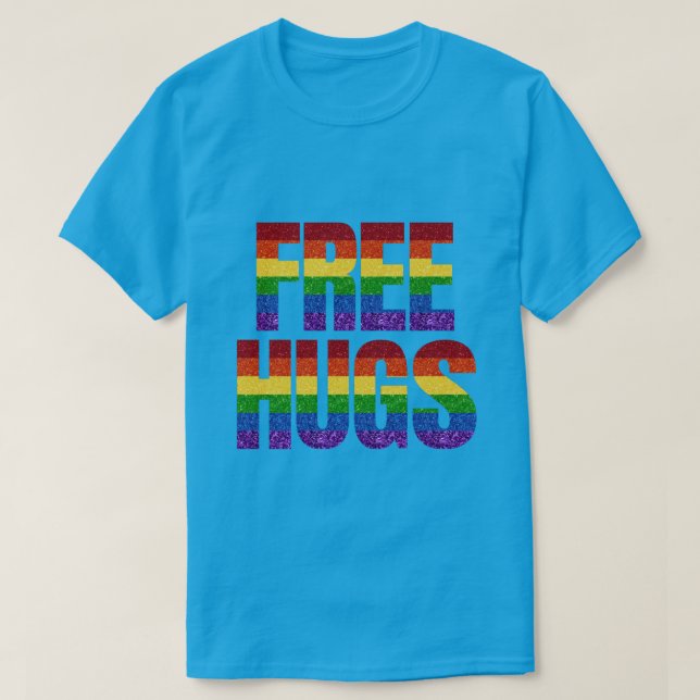 LGBT-Glitzer - Flag-freie Hugs T-Shirt (Design vorne)