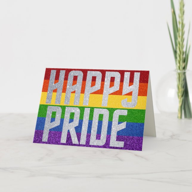 LGBT-Glitzer-Happy-Pride-Karte Karte (Vorderseite)