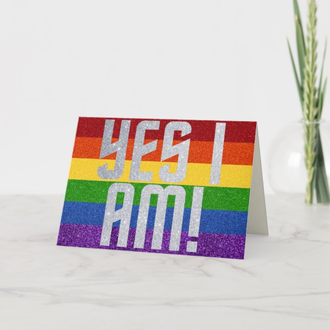 LGBT Glitzer Ja, ich bin! Coming Out Card Karte (Vorderseite)