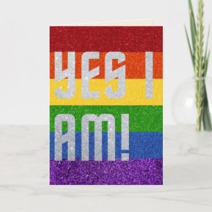 LGBT Glitzer Ja, ich bin! Coming Out Card Karte