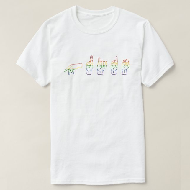 LGBT Glitzer Rainbow ASL Pride T - Shirt (Design vorne)