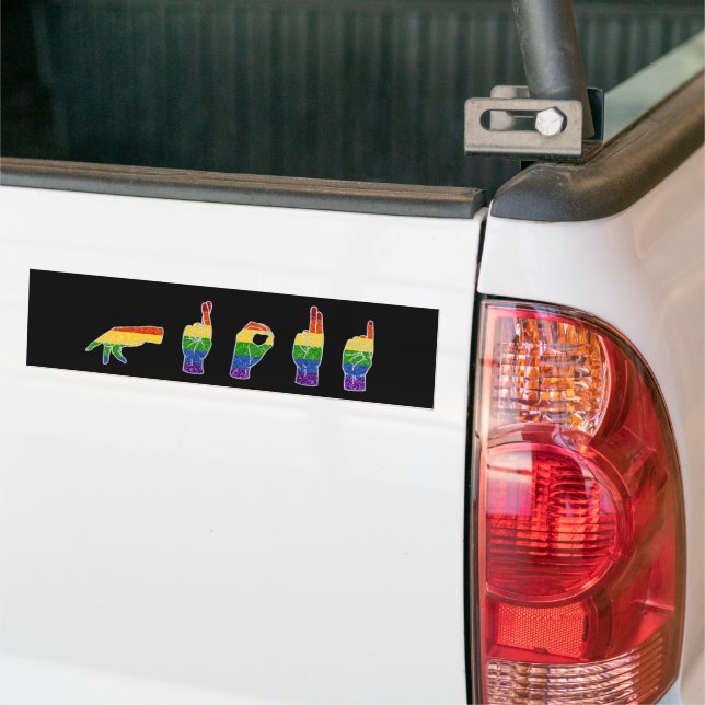 LGBT Glitzer Rainbow ASL Proud Autoaufkleber (Auf Lkw)