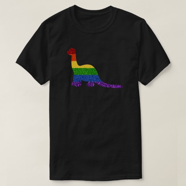 LGBT Glitzer Rainbow Dinosaurier T-Shirt (Design vorne)