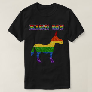 LGBT Glitzer Rainbow Kiss My Funny T-Shirt