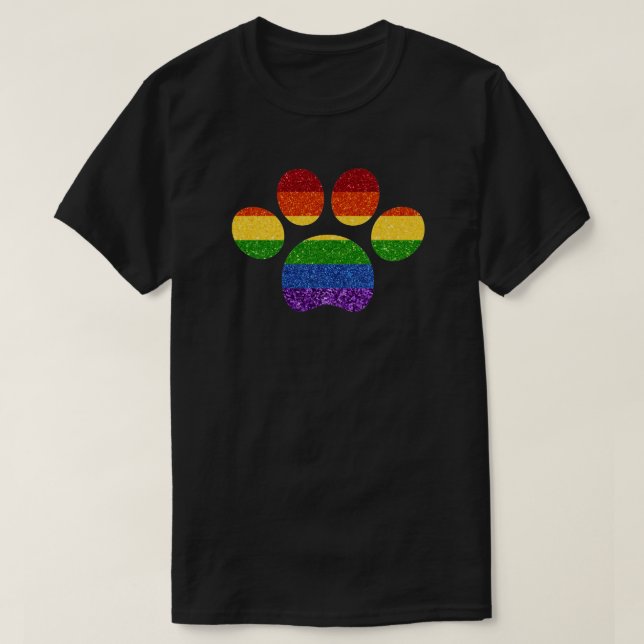 LGBT Glitzer Rainbow Pfow Print T-Shirt (Design vorne)