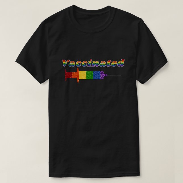 LGBT Glitzer Rainbow Pride geimpft T-Shirt (Design vorne)