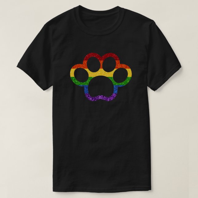 LGBT Glitzer Rainbow Priw Paw T-Shirt (Design vorne)