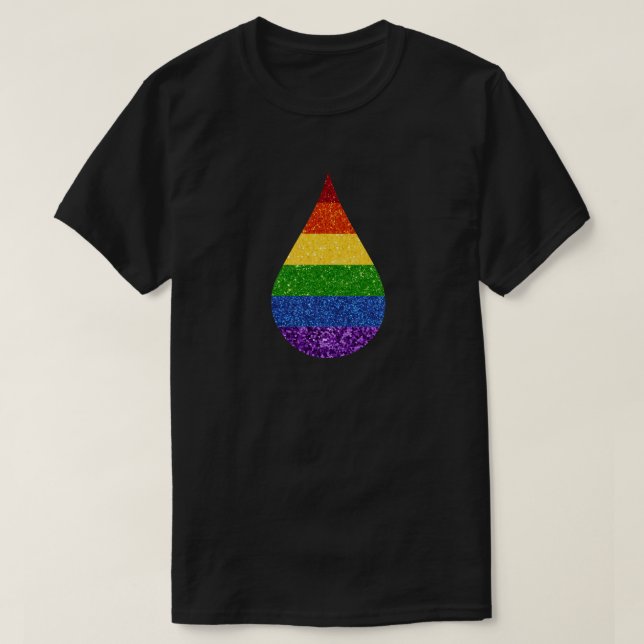 LGBT Glitzer Rainbow Teardrop T-Shirt (Design vorne)
