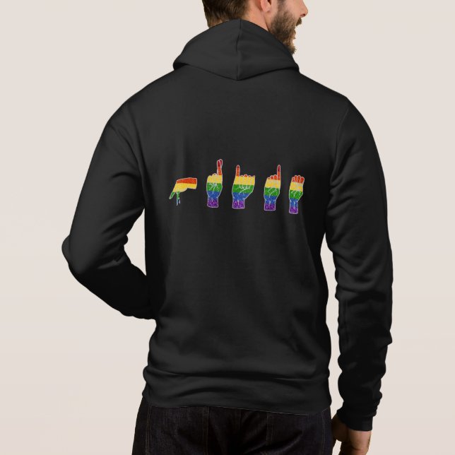 LGBT-Glitzer-Regenbogen-ASL-Preis Hoodie (Rückseite)