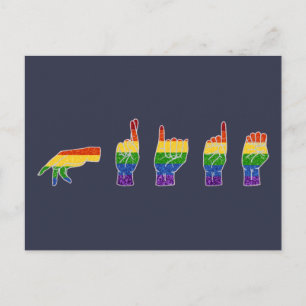 LGBT-Glitzer-Regenbogen-ASL-Preis Postkarte
