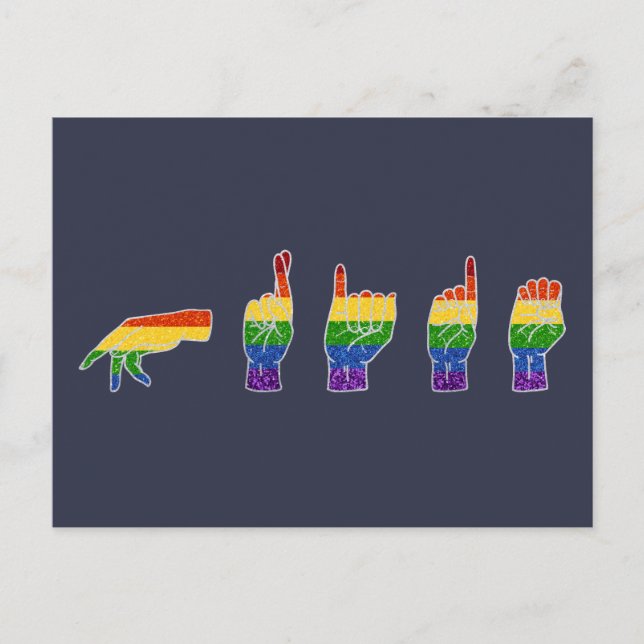 LGBT-Glitzer-Regenbogen-ASL-Preis Postkarte (Vorderseite)