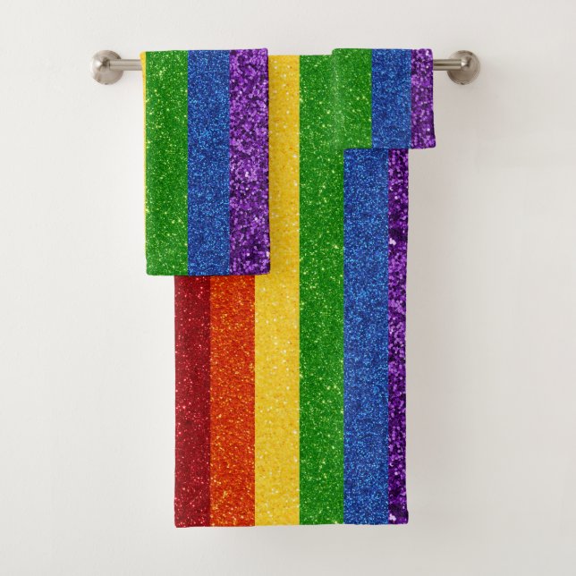 LGBT-Glitzer-Regenbogenfarben Badhandtuch Set (Insitu)