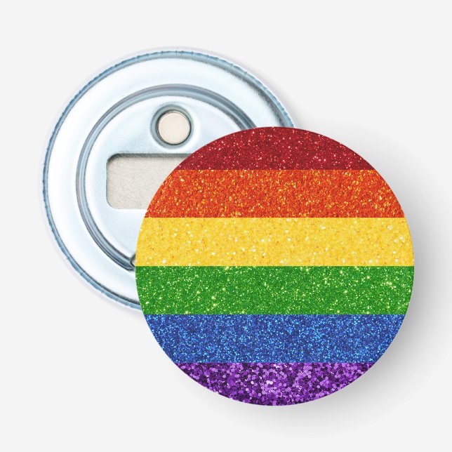 LGBT-Glitzer-Regenbogenfarben Flaschenöffner (Vorderseite)