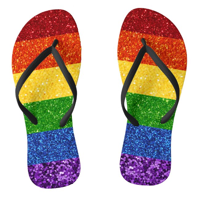LGBT-Glitzer-Regenbogenfarben Flip Flops (Fußbett)