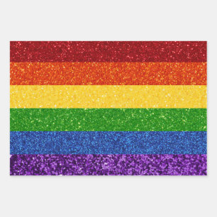 LGBT-Glitzer-Regenbogenfarben Geschenkpapier Set