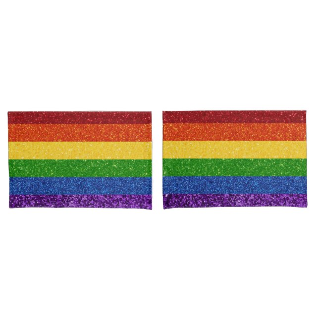 LGBT-Glitzer-Regenbogenfarben Kissenbezug (Vorderseite-Set)