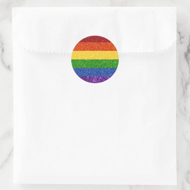 LGBT-Glitzer-Regenbogenfarben Runder Aufkleber (Tasche)