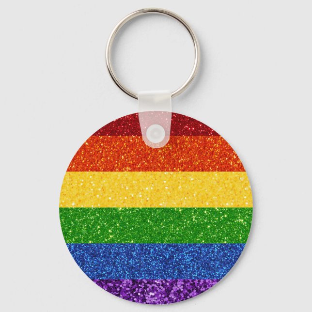 LGBT-Glitzer-Regenbogenfarben Schlüsselanhänger (Vorderseite)