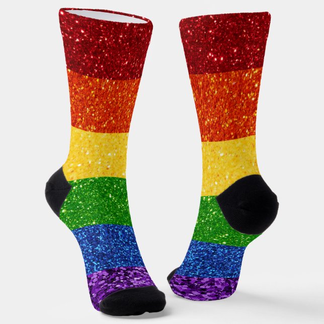 LGBT-Glitzer-Regenbogenfarben Socken (Gewinkelt)