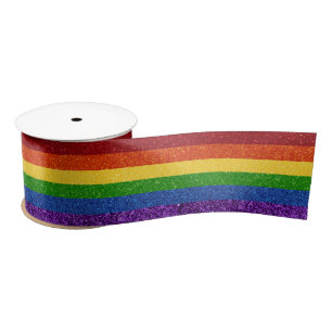 LGBT-Glitzer-Regenbogenflagge Satinband