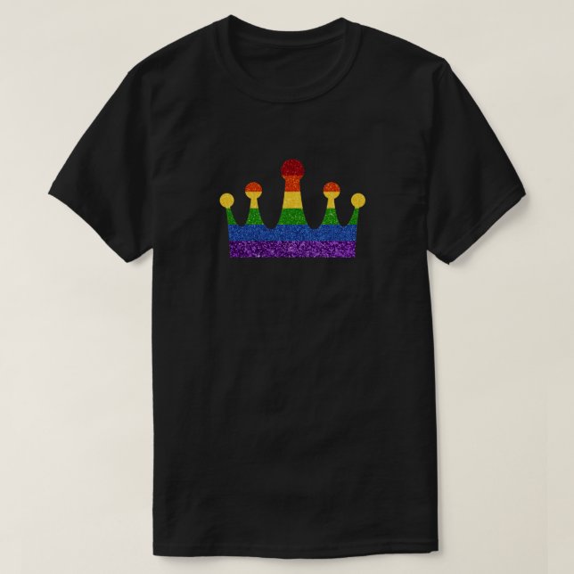 LGBT-Glitzer-Regenbogenkrone T-Shirt (Design vorne)