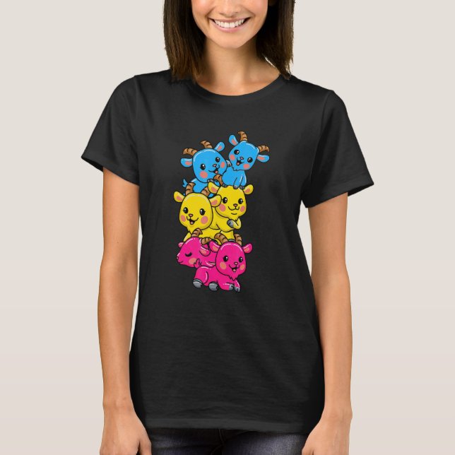 Lgbt Goat Goth Bisexual Flag T-Shirt (Vorderseite)