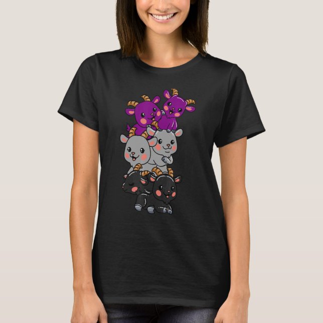 Lgbt Goat Goth Lesbian Flag T-Shirt (Vorderseite)