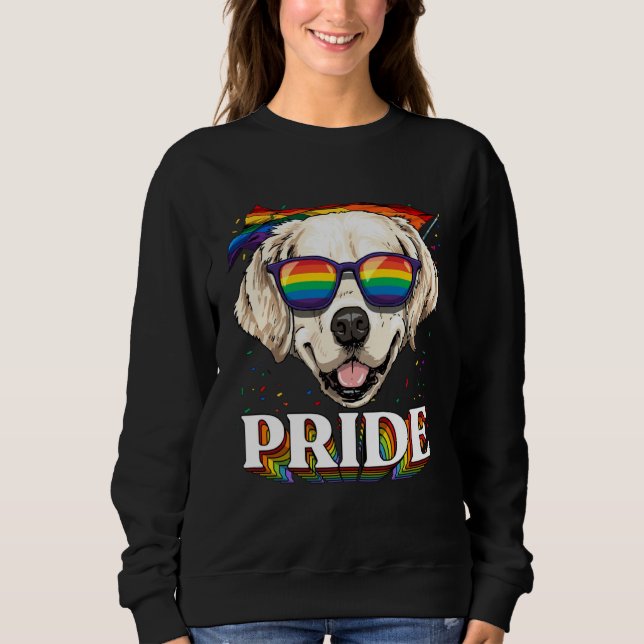 LGBT Golden Retriever Gay Pride Rainbow Flag Sungl Sweatshirt (Vorderseite)