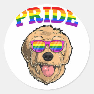 LGBT Goldendoodle Dog Gay Pride Rainbow LGBTQ Nied Runder Aufkleber