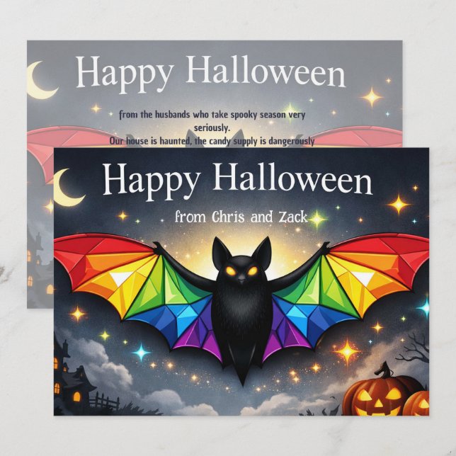 🎃🌈LGBT Gruselig & Fabelhaft   Einladung (Vorne/Hinten)