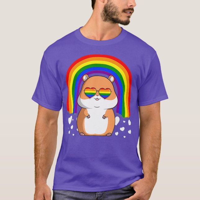 LGBT Hamster Gay Pride Rainbow LGBTQ Niedliches Ge T-Shirt (Vorderseite)