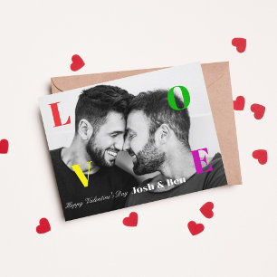 LGBT Happy Valentine's Day Custom Foto Monogram Postkarte