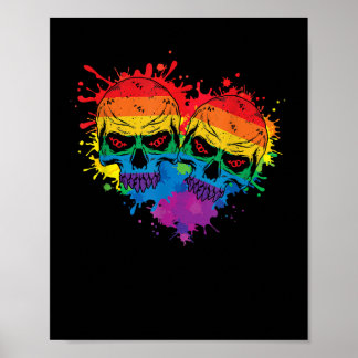 LGBT Heart Gay Pride Skull Rainbow Liebe LGBT Supp Poster