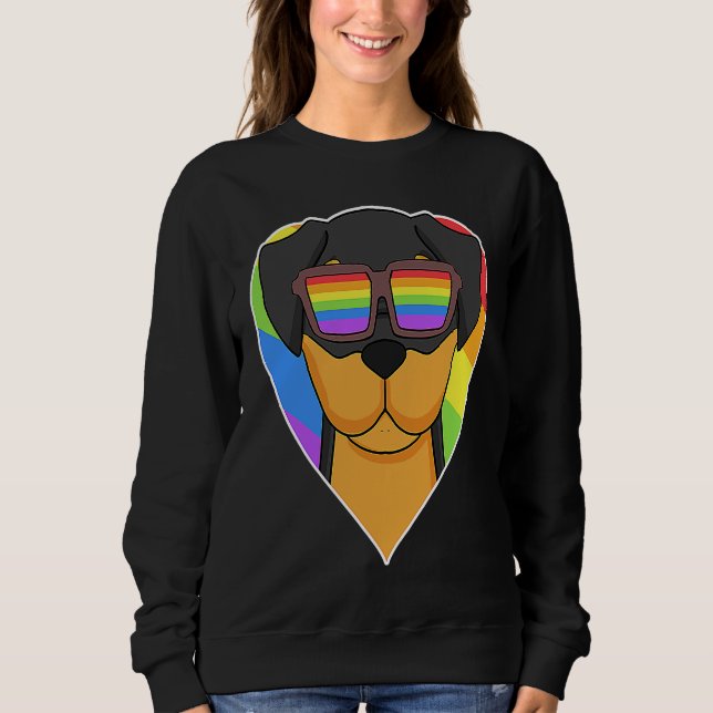 LGBT Heart Love Gay Pride Rainbow Animal Rottweile Sweatshirt (Vorderseite)