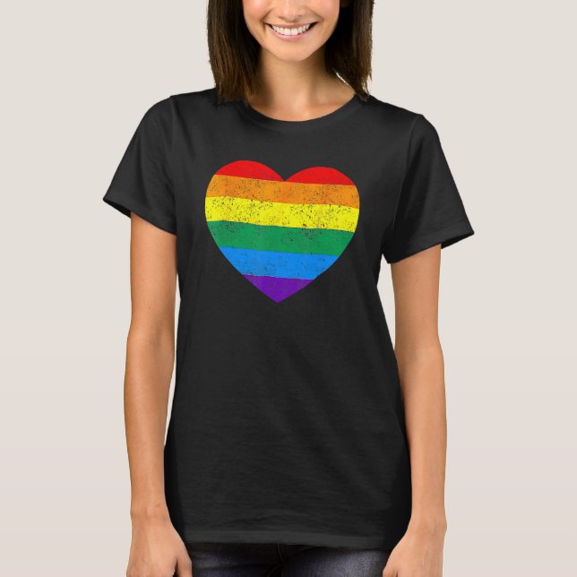 LGBT Heart Rainbow Flag Gay Les Pride Support LGBT T-Shirt (Vorderseite)