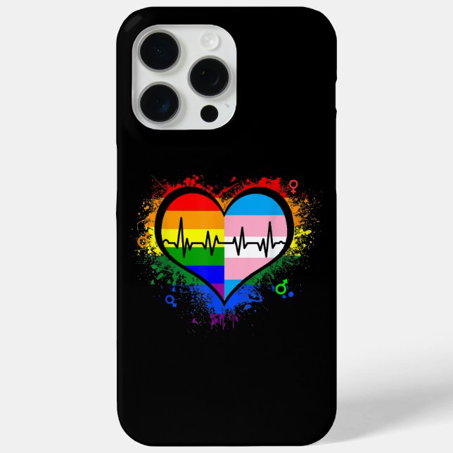 LGBT Heartbeat EKG Shirt Gay Lesbian Transgender L Case-Mate iPhone Hülle (Rückseite)