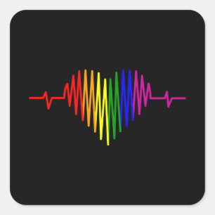 LGBT Heartbeat LGBT Monat LGBTQ Regenbogenflagge Quadratischer Aufkleber