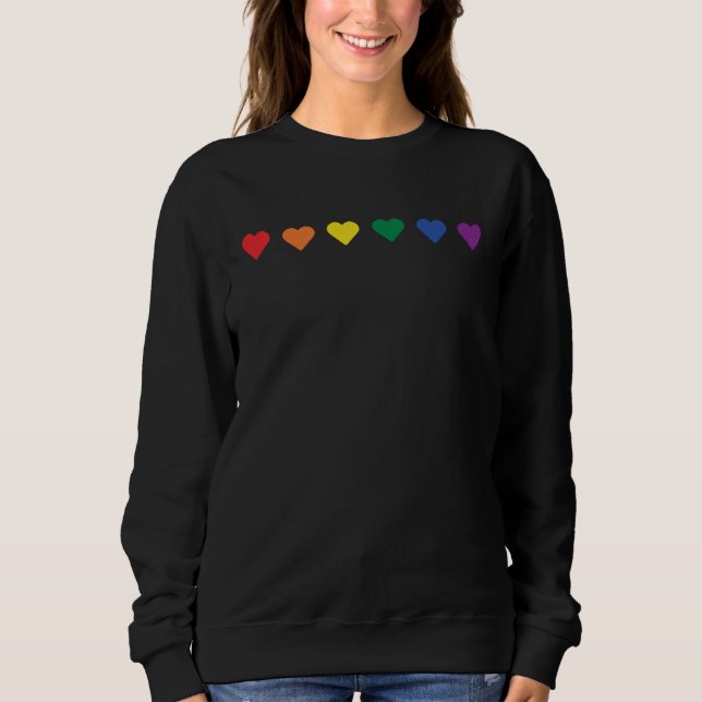 LGBT Hearts LGBTQ Rainbow Gay Lesbian B Love Trans Sweatshirt (Vorderseite)
