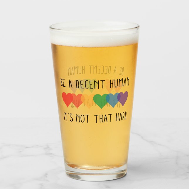 LGBT Herz Retro ein anständiger Mensch ist es nich Glas (Vorne (Gefüllt))