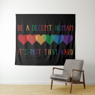 LGBT Herz Retro ein anständiger Mensch ist es nich Wandteppich