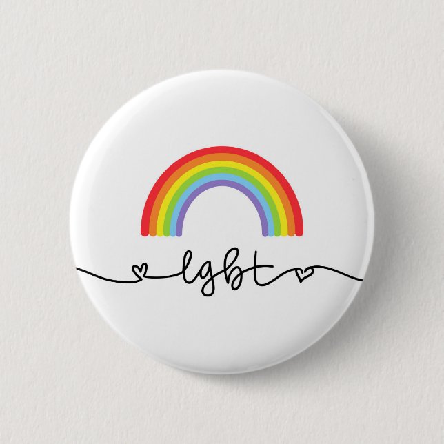 LGBT-Herzen und -Regenbogen Button (Vorderseite)