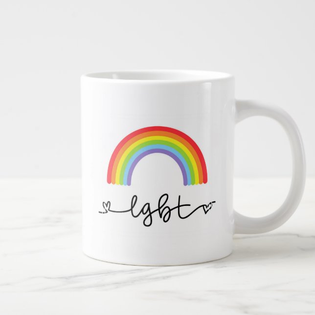 LGBT-Herzen und Regenbogen Jumbo-Tasse (Rechts)