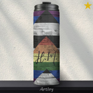 LGBT-Holzkörnersteine mit gerader Flagge Thermosbecher