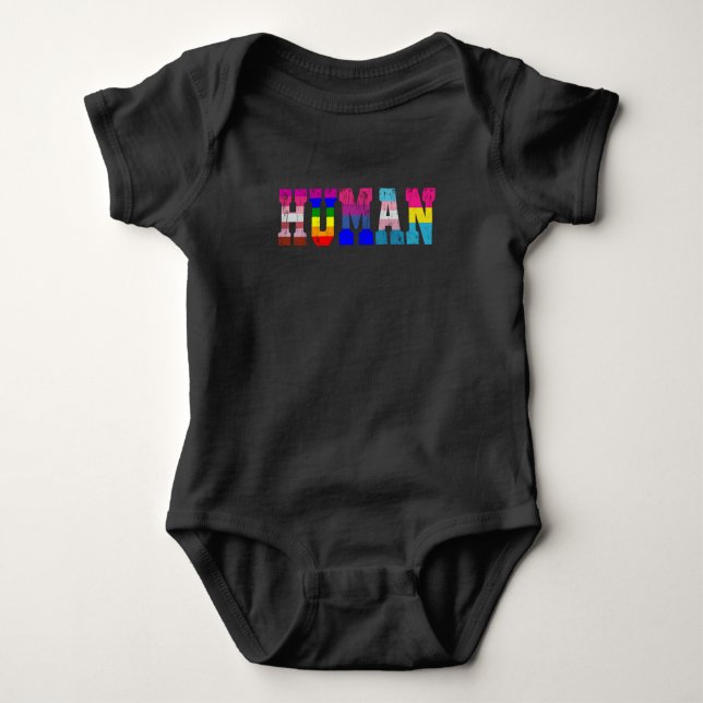 LGBT Human Flag LGBT Pride Monat LGBTQ Regenbogen Baby Strampler (Vorderseite)
