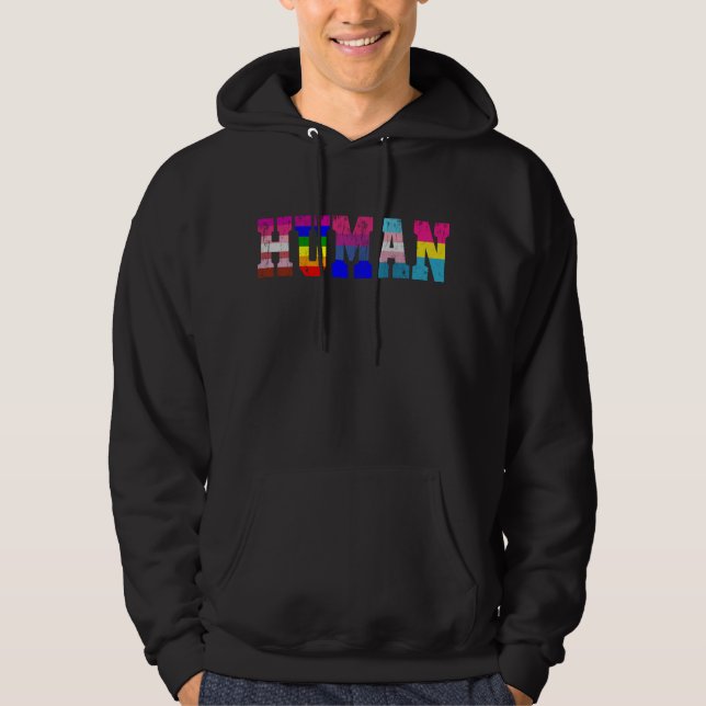 LGBT Human Flag LGBT Pride Monat LGBTQ Regenbogen Hoodie (Vorderseite)