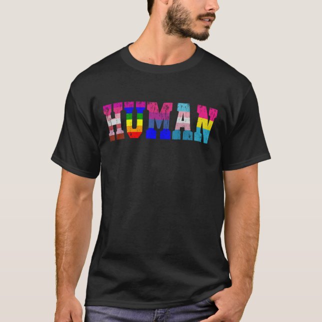 LGBT Human Flag LGBT Pride Monat LGBTQ Regenbogen T-Shirt (Vorderseite)