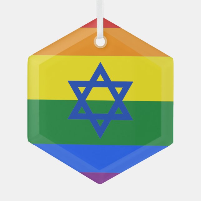 LGBT Israel-Flagge Ornament Aus Glas (Vorderseite)