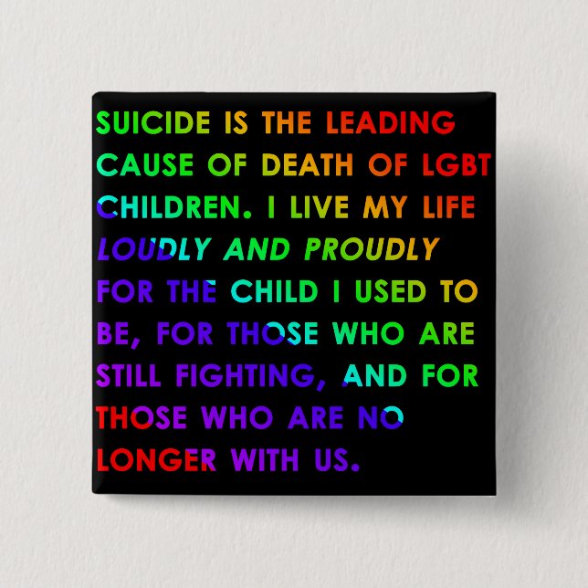 LGBT Jugend-Selbstmord Button (Vorderseite)