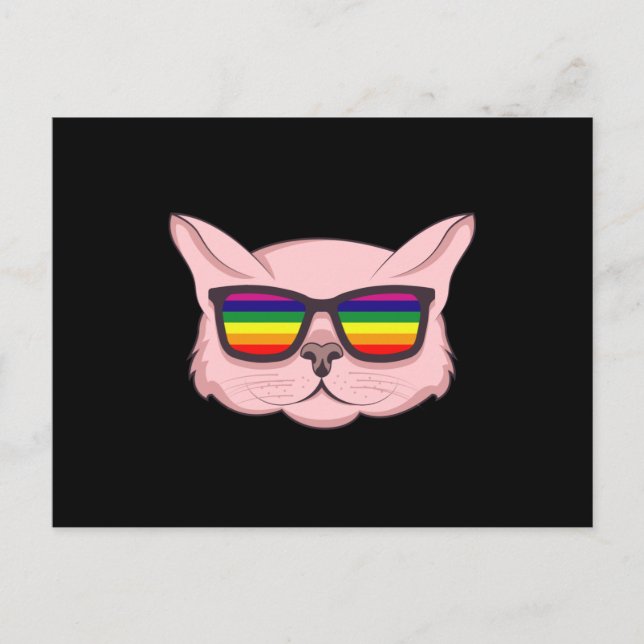 LGBT-Katze mit Sonnenbrille LGBT-Pride Monat LGBTQ Postkarte (Vorderseite)